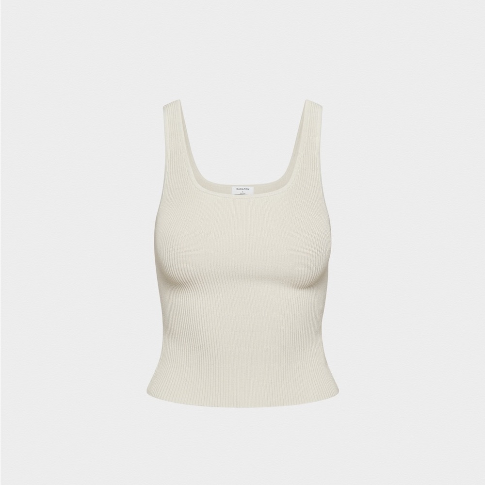 Aritzia Ribbed Scoop Neck Tank Top in Cream